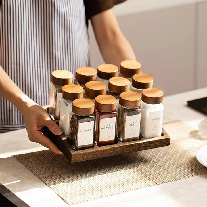 Spice Jars with Acacia Wood Lid