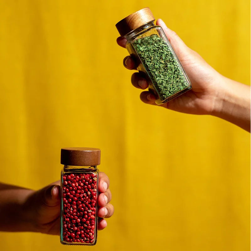 Spice Jars with Acacia Wood Lid