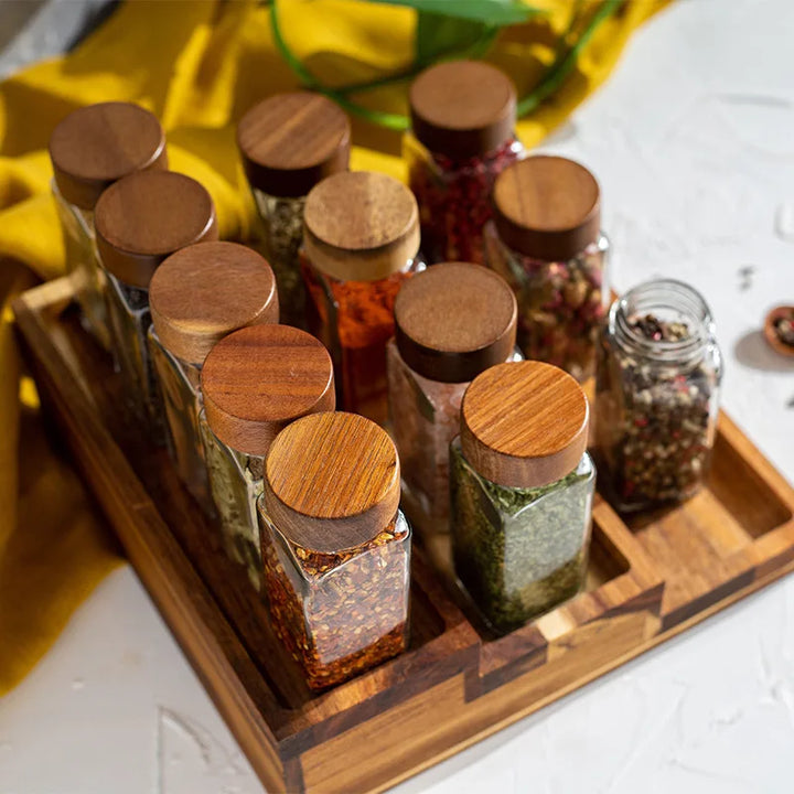 Spice Jars with Acacia Wood Lid