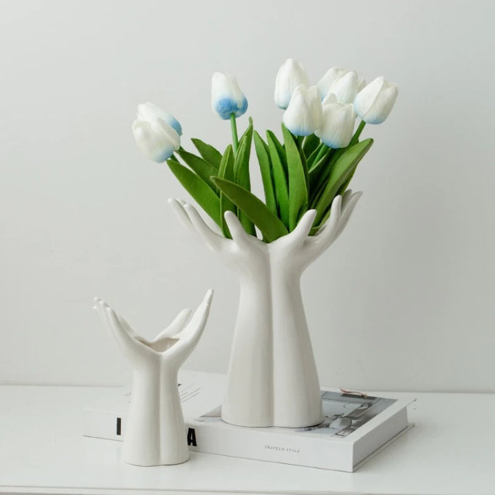 Open Hands Ceramic Vase