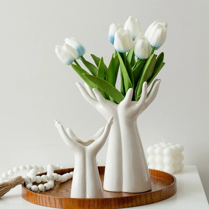 Open Hands Ceramic Vase